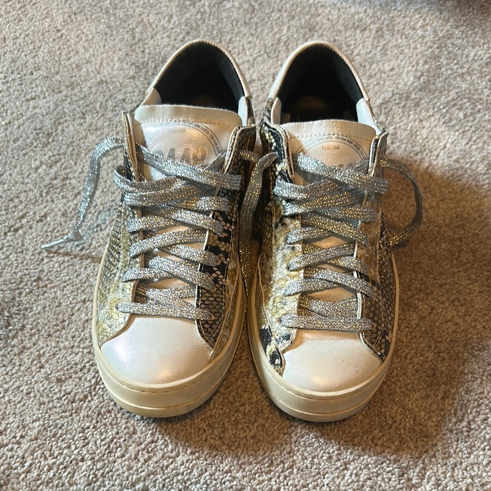 P448 Sneakers in Silver and Gold Snakeskin metallic